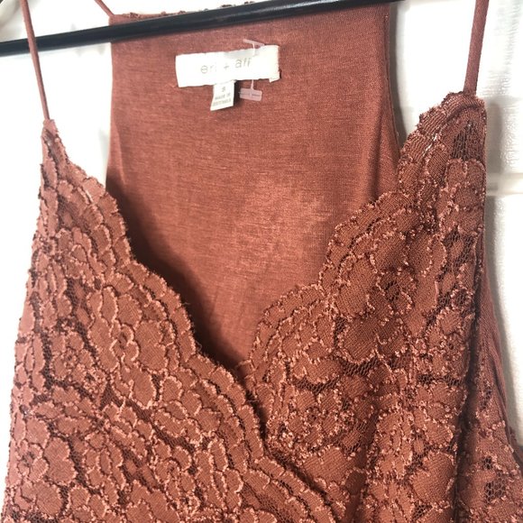 Eri + Ali Anthropologie Orange Lace Tank Small - Picture 2 of 4